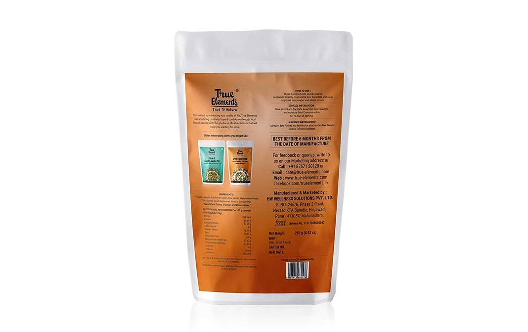 True Elements Antioxidant Mix Roasted Sunflower, Pumpkin, Flax, Watermelon, Chia & Gojiberries   Pack  250 grams